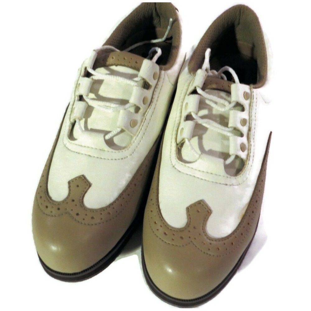 Dunlop Golf Shoes W2800C Sz 8.5 Womens EX Condition‎ Wingtip White Brown Ladies